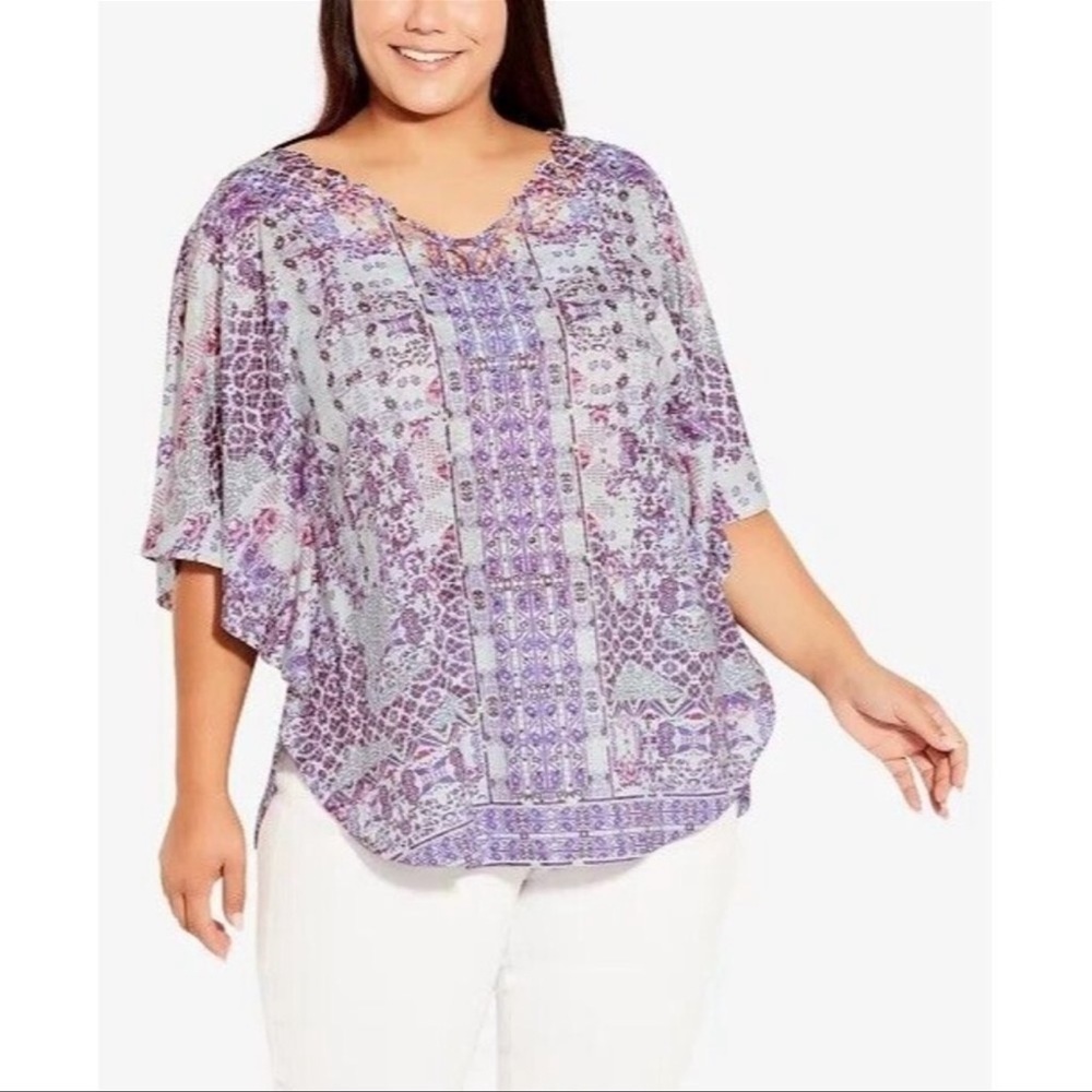 Avenue Eloise Burnout Women’s Kimono Batwing Top size 22/24